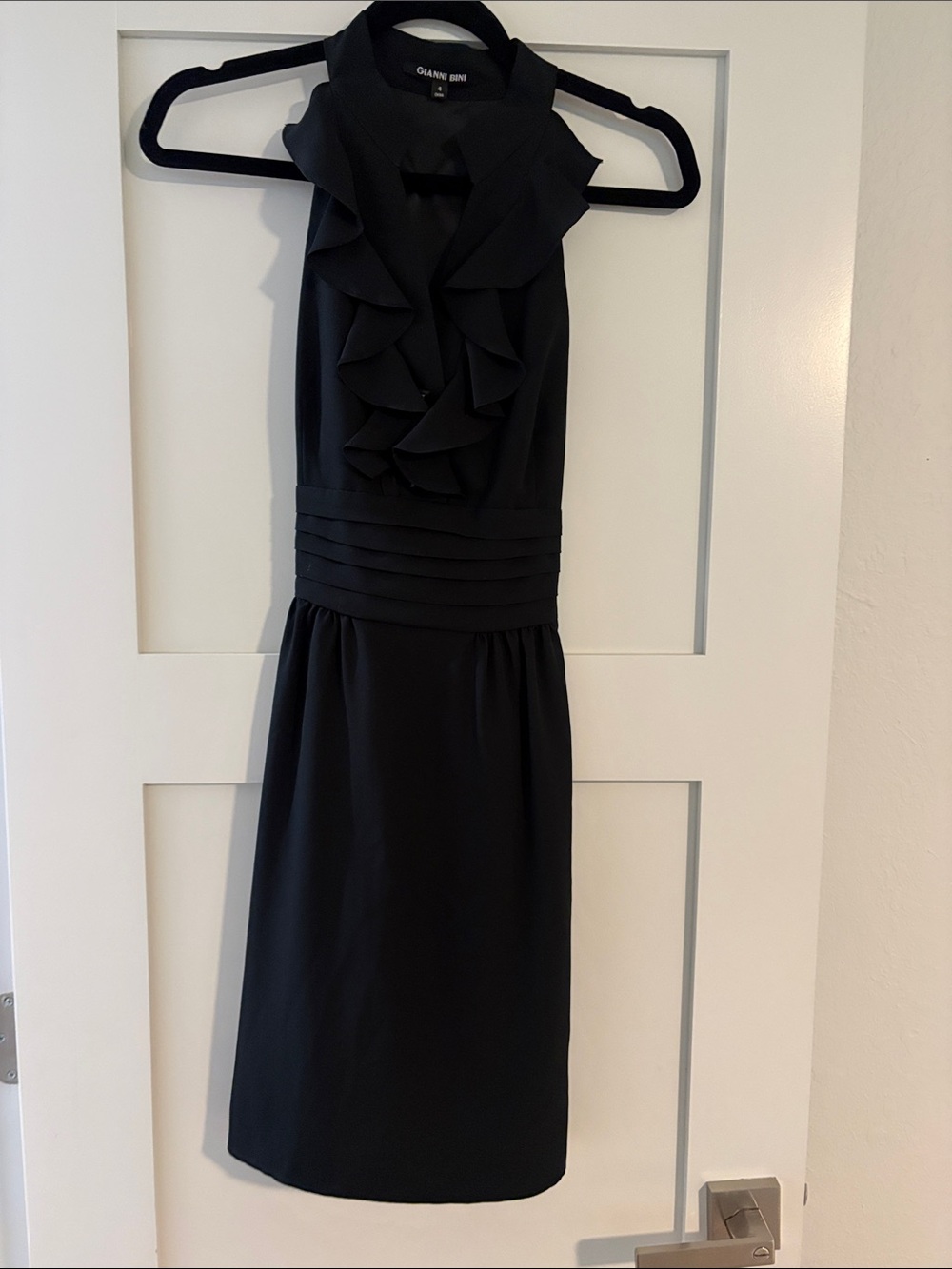 Gianni Bini Black Ruffle Halter Midi Dress